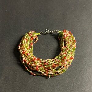 Threaded‎ Multi-strand  Multicolor Beaded Bracelet lobster clasp